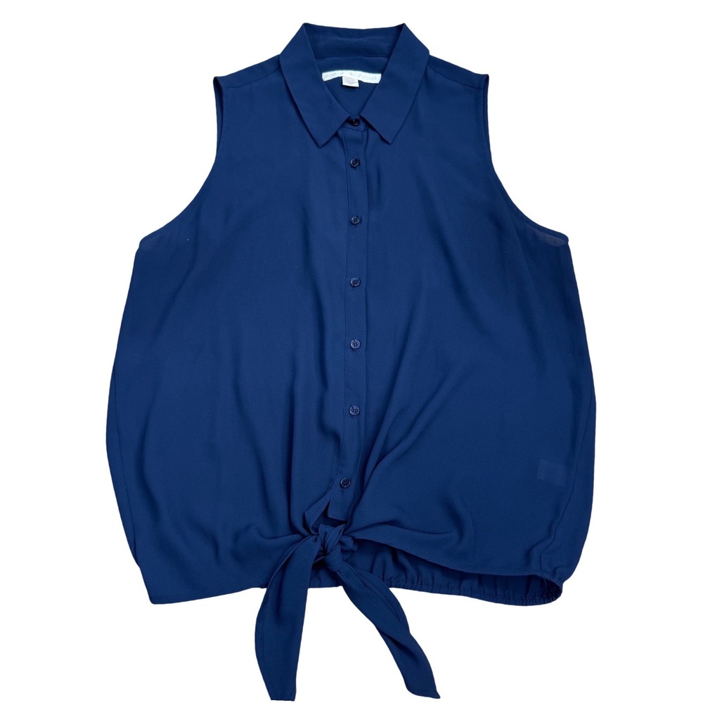 Boston Proper Sleeveless TieFront Blouse Women Size 12 Office Casual Summer Chic